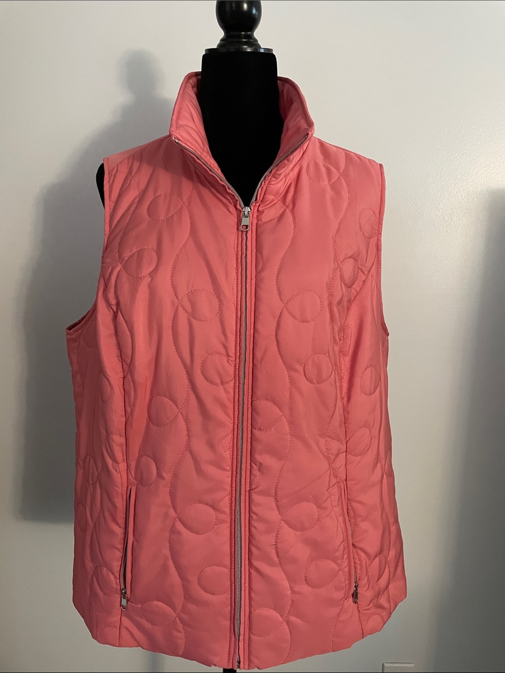 CJ Banks Quilted Coral Sleeveless Puffer Vest